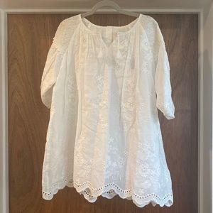 Girls white cotton lace 3/4 sleeve dress. New with tags